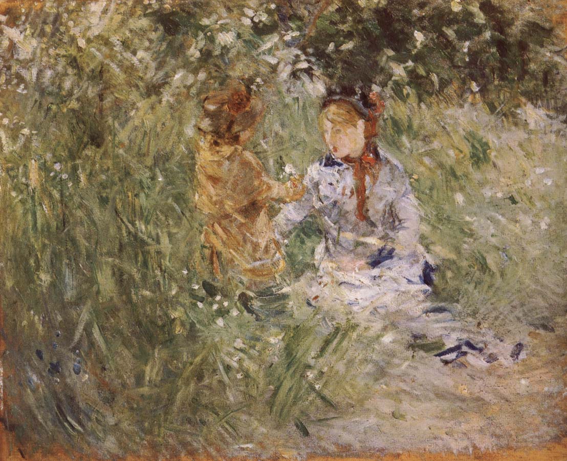 Mother and her son in the garden